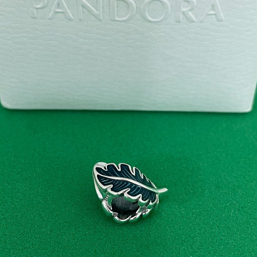 Pandora Blue Curved Feather Charm